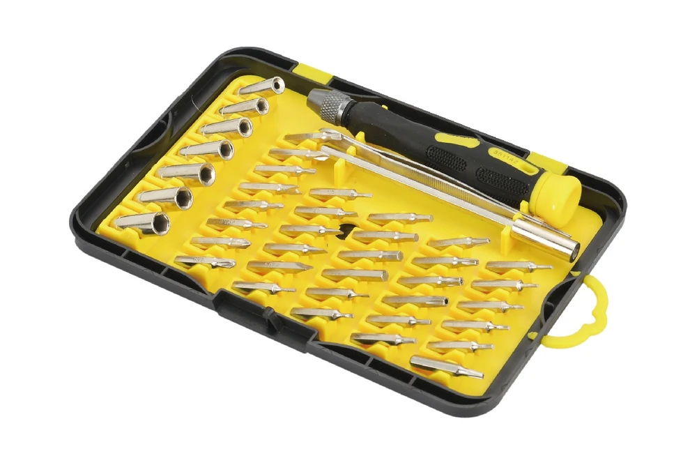 Precision screwdriver and interchangeable bit assortment